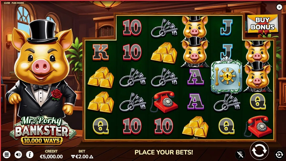 Mr. Porky Bankster 10,000 Ways slot game screen